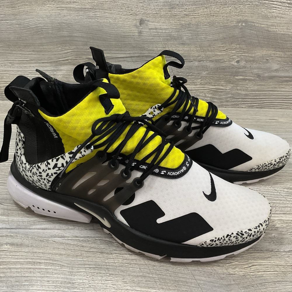 Nike Air Presto Mid Acronym Dynamic Yellow Black White AH7832-100 Men's 11
